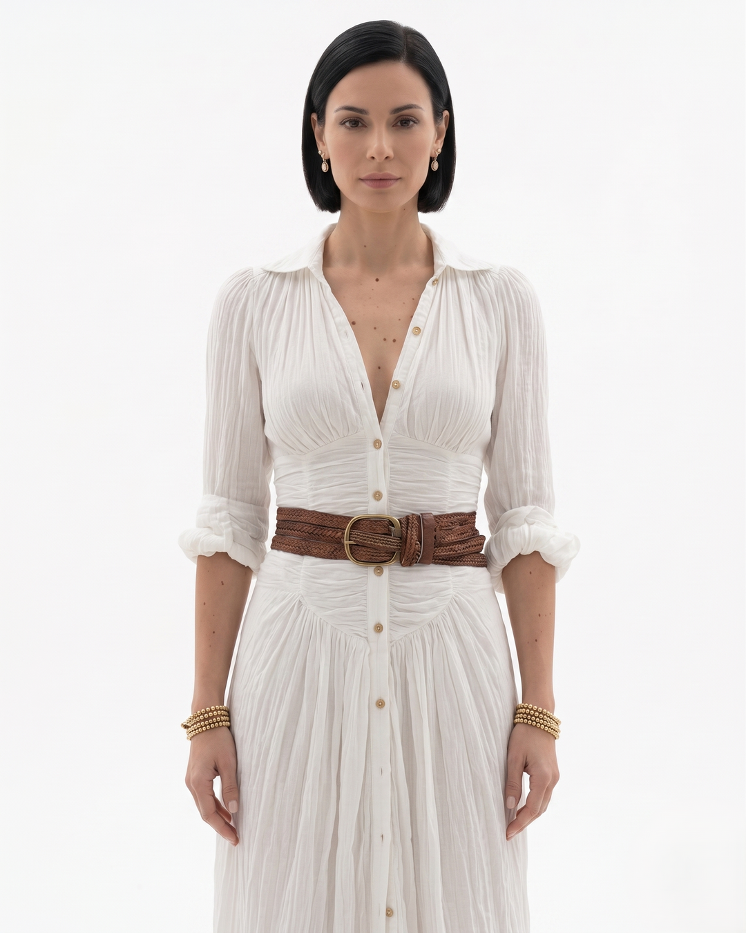Womens Maxi Dress with Collar and Button Front