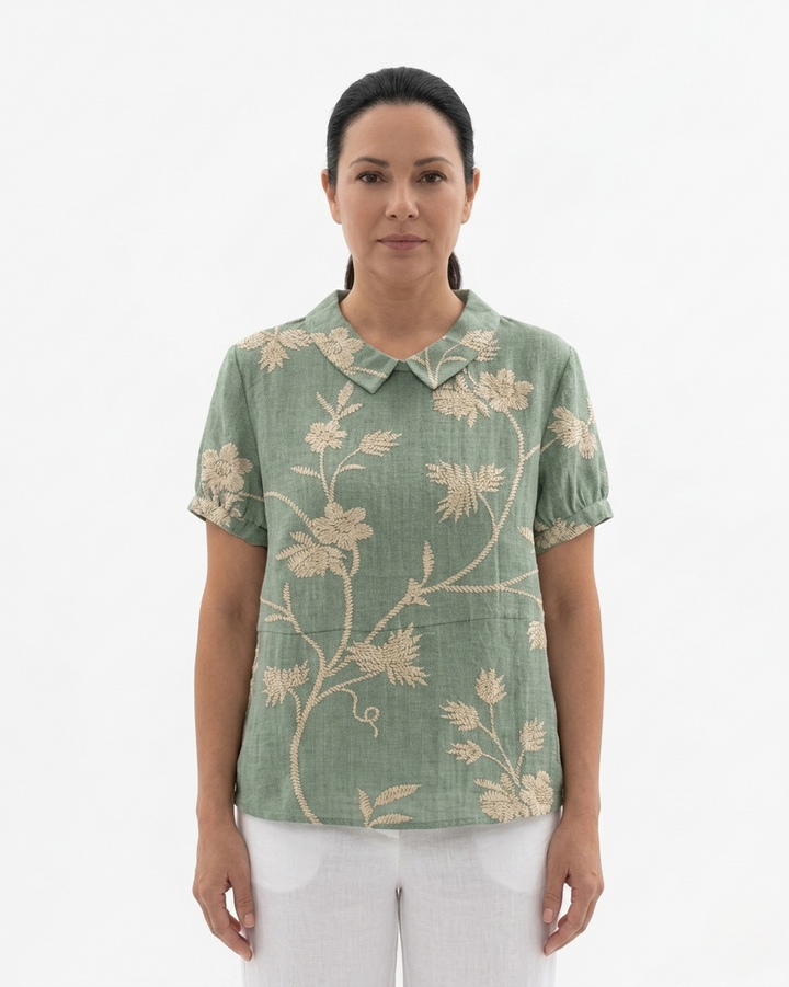 Womens Collared Blouse Floral Print Lightweight - Clovrio