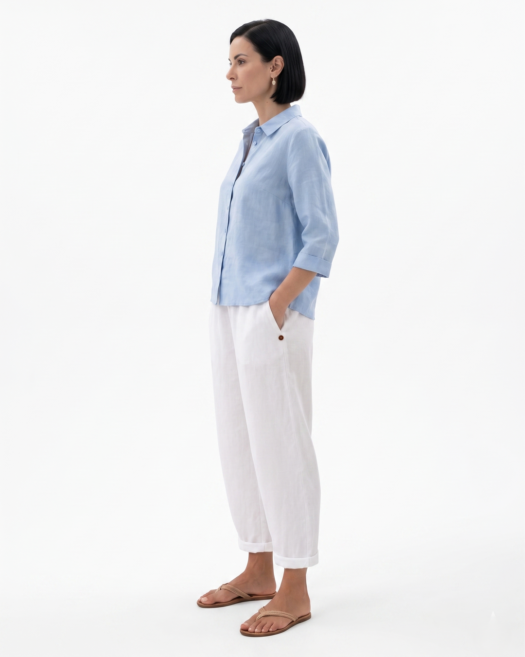 Womens Tapered Trousers with Elastic Waist