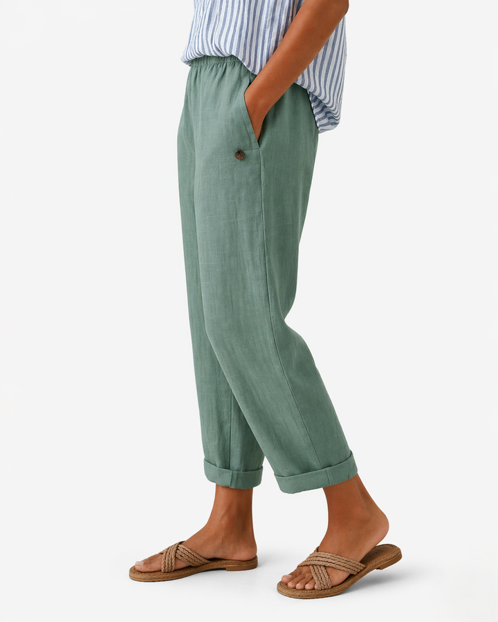 Womens Tapered Trousers with Elastic Waist