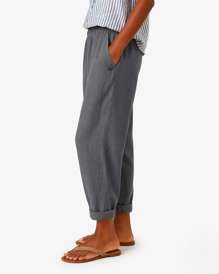 Womens Tapered Trousers with Elastic Waist