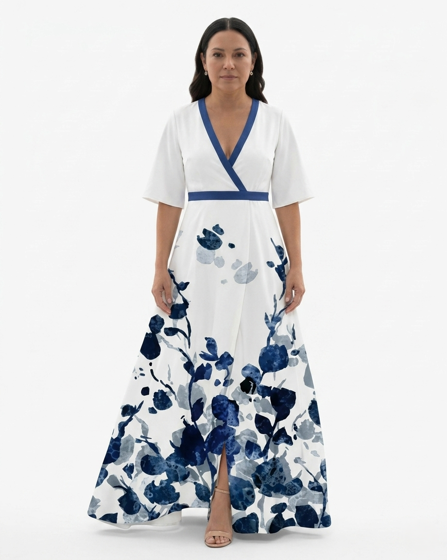 Womens Maxi Dress V-Neck Floral Print