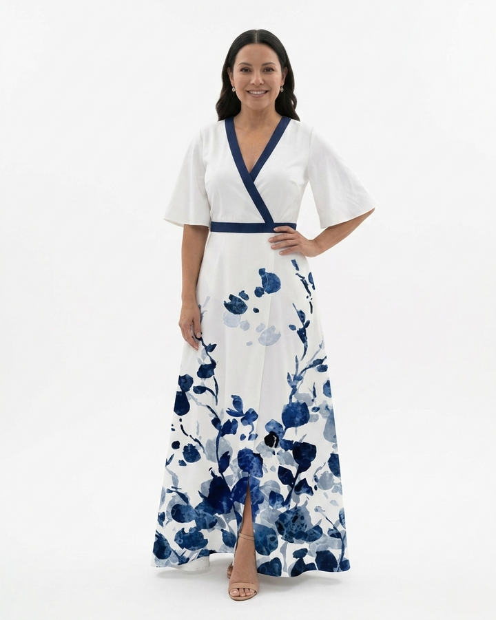Womens Maxi Dress V-Neck Floral Print