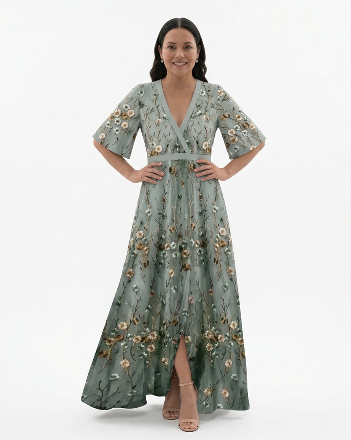 Womens Maxi Dress V-Neck Floral Print - Clovrio