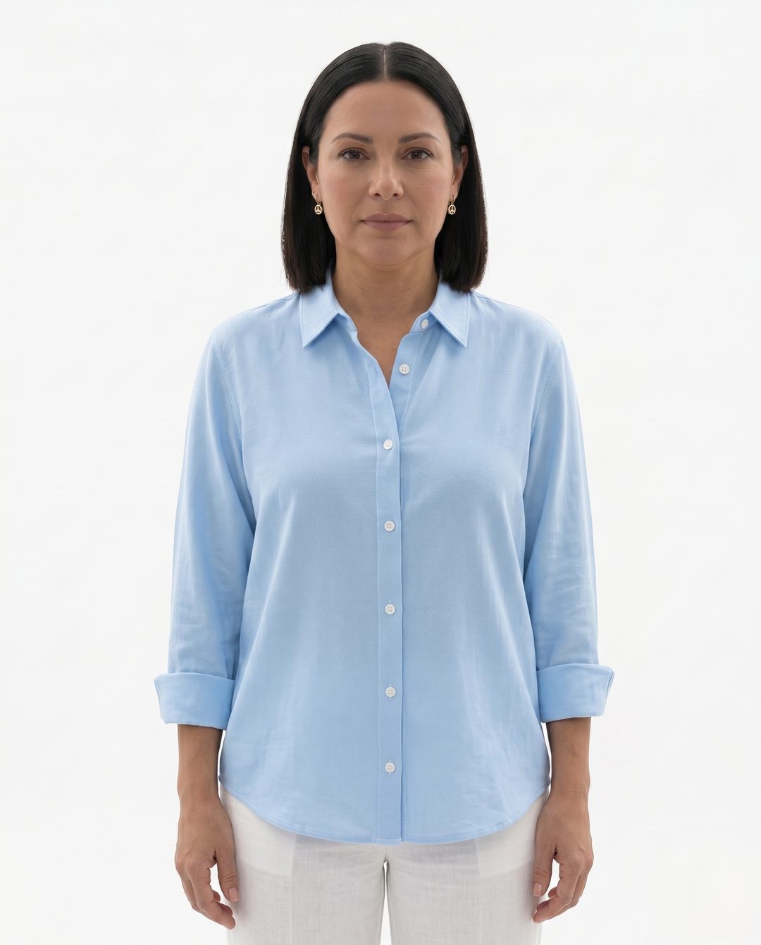 Womens Tailored Long Sleeve Shirt Fluid Fit - Clovrio