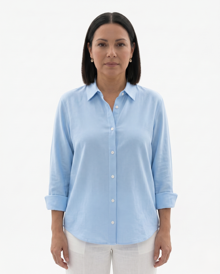 Womens Tailored Long Sleeve Shirt Fluid Fit - Clovrio