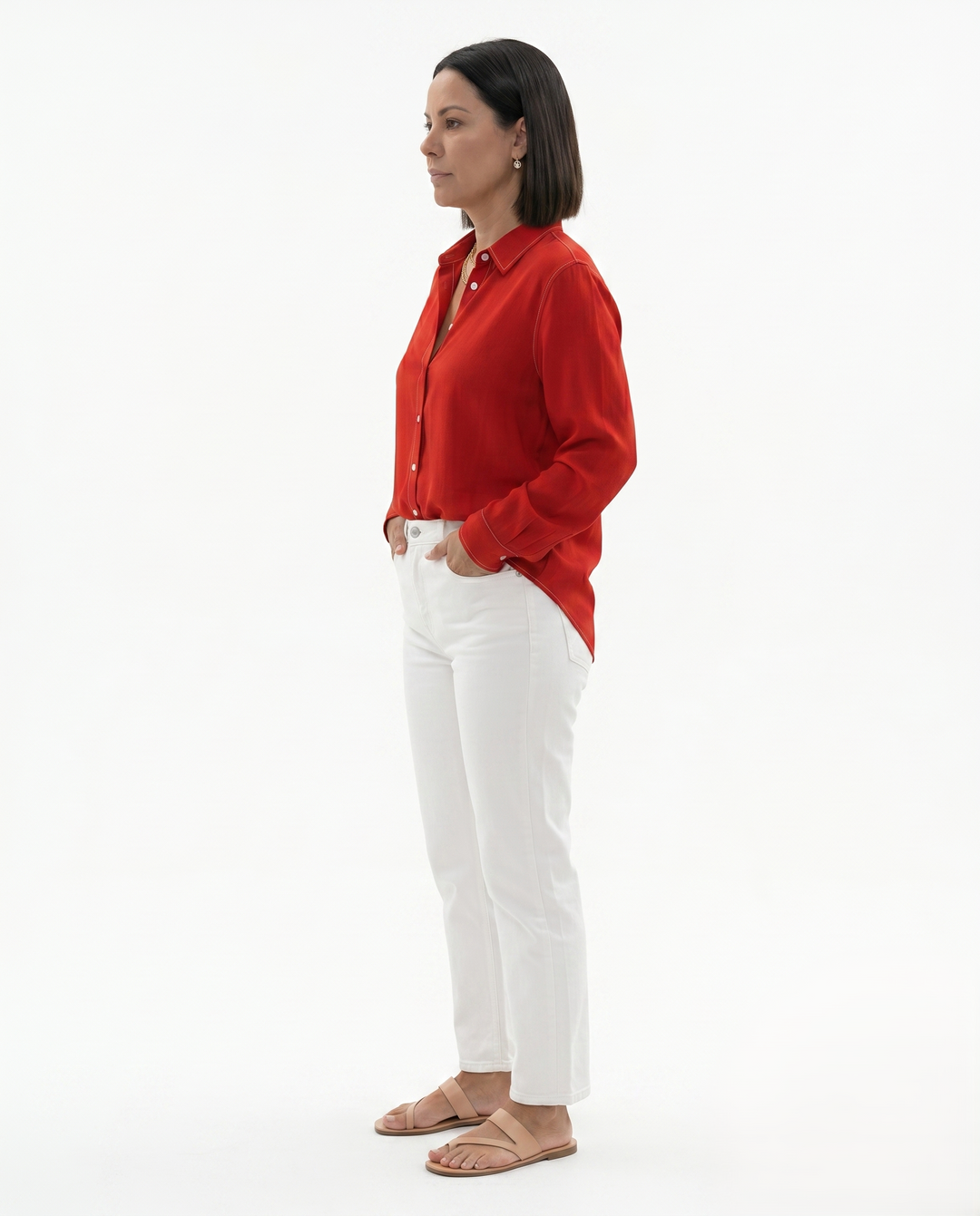 Womens Tailored Long Sleeve Shirt Fluid Fit