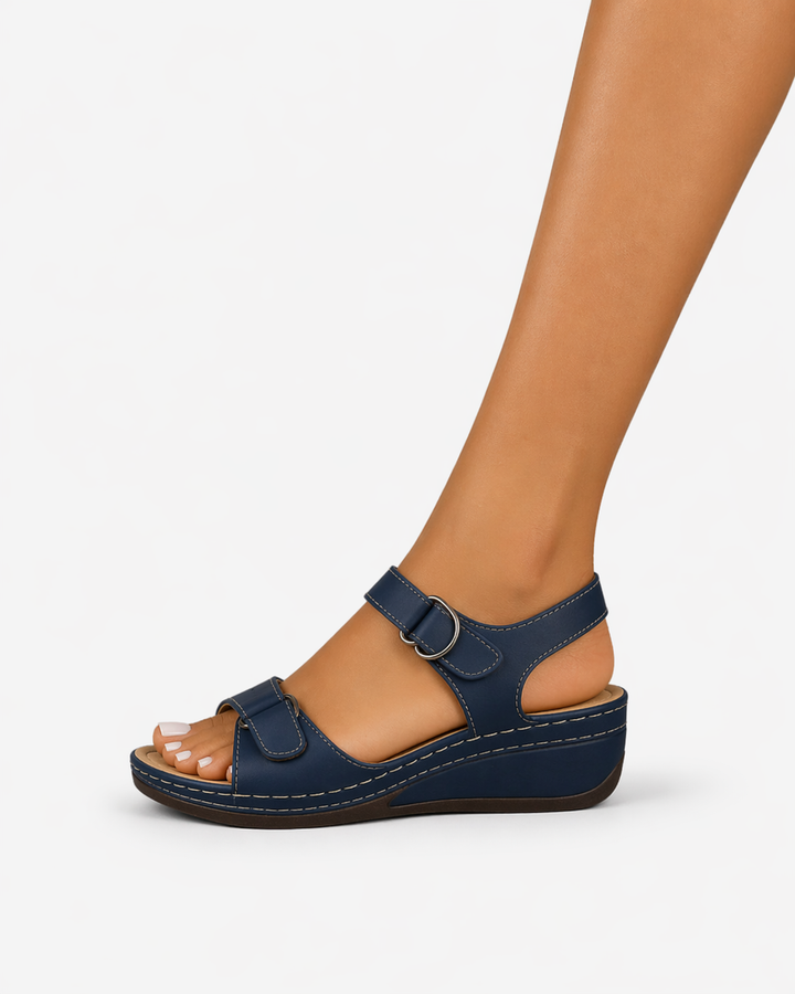 Womens Leather Wedge Sandals Comfortable Fit