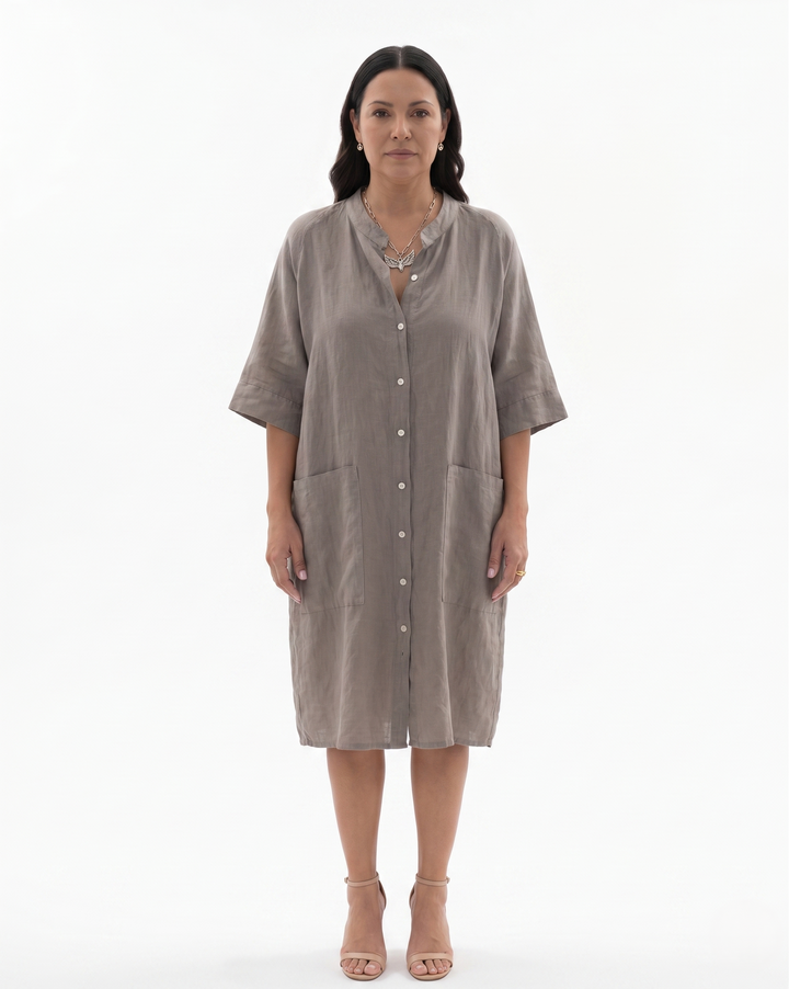 Womens Shirt Dress Linen Button Front