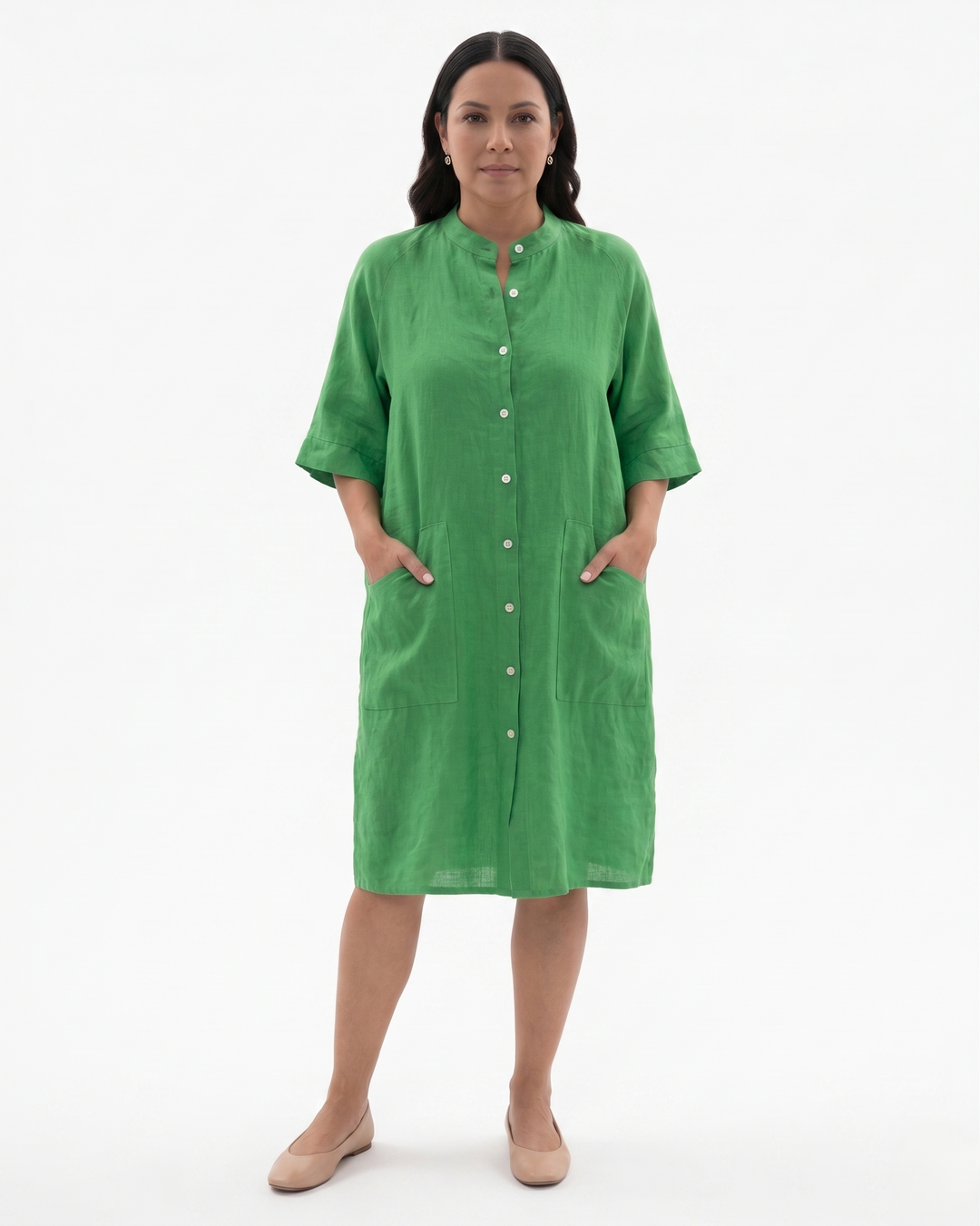 Womens Shirt Dress Linen Button Front