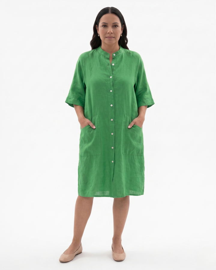 Womens Shirt Dress Linen Button Front