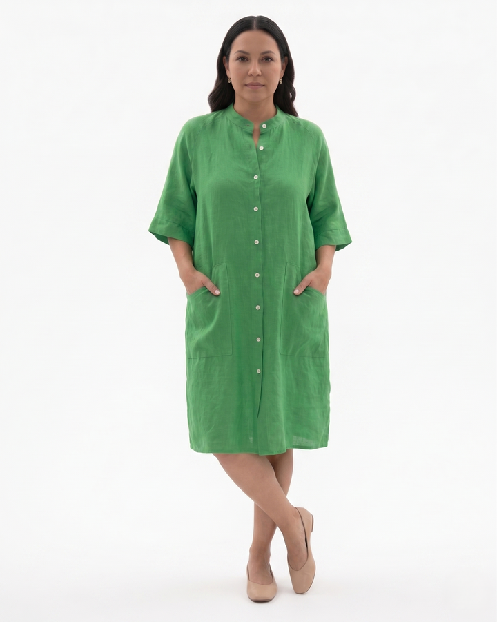 Womens Shirt Dress Linen Button Front