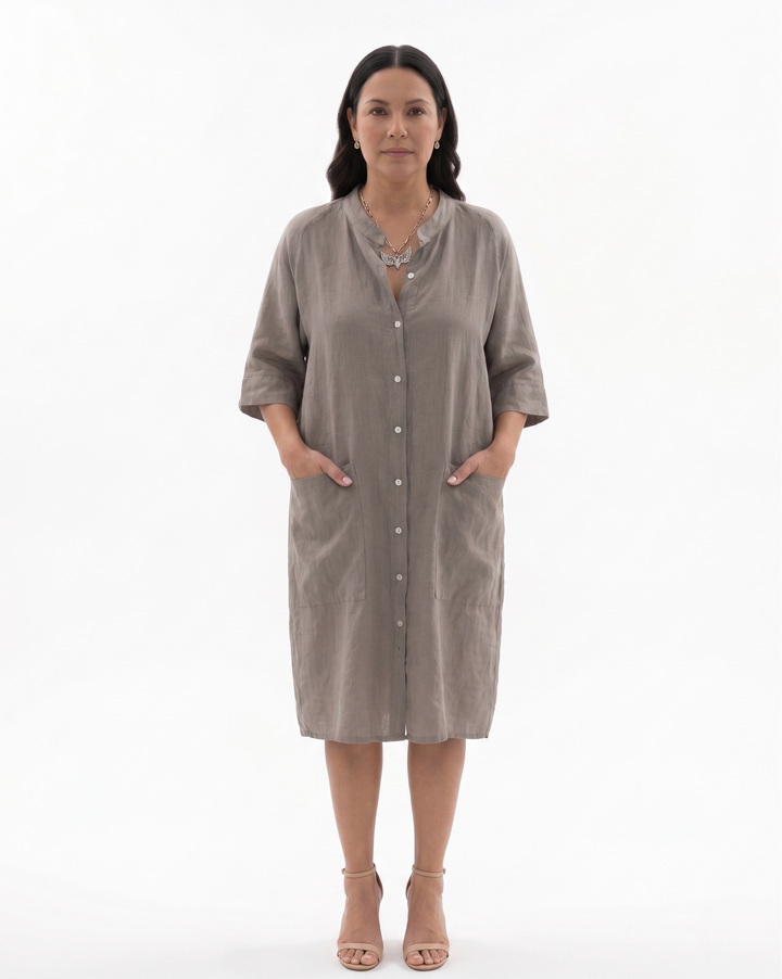 Womens Shirt Dress Linen Button Front - Clovrio