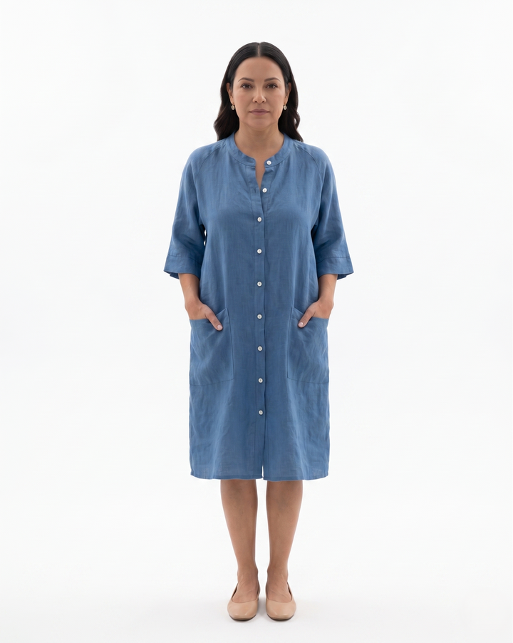 Womens Shirt Dress Linen Button Front