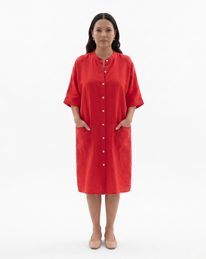 Womens Shirt Dress Linen Button Front