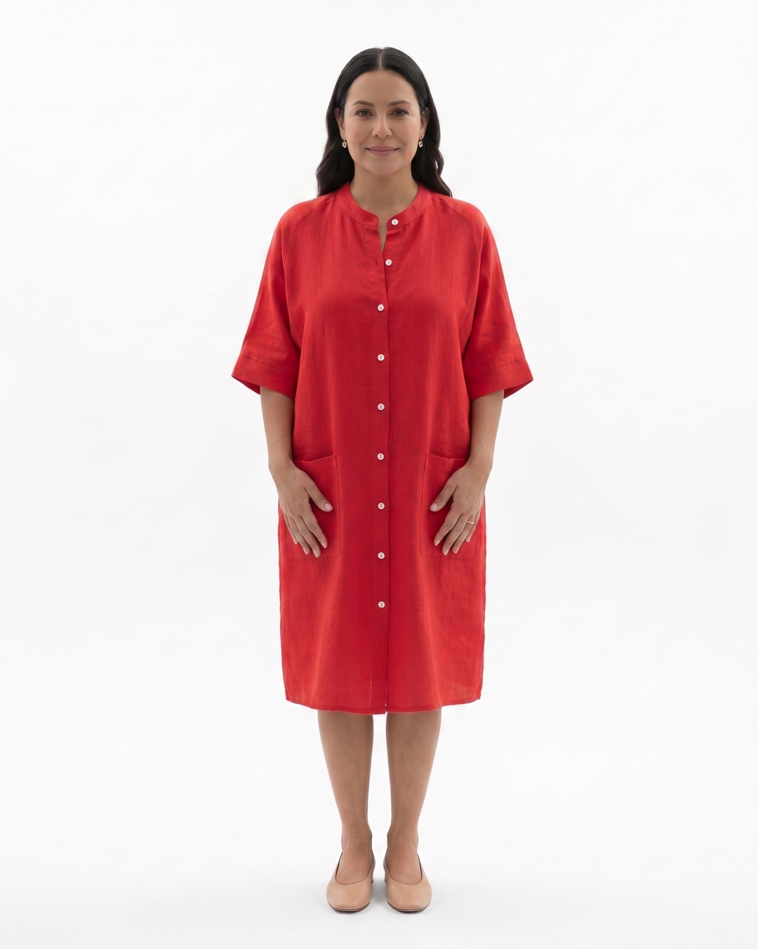 Womens Shirt Dress Linen Button Front