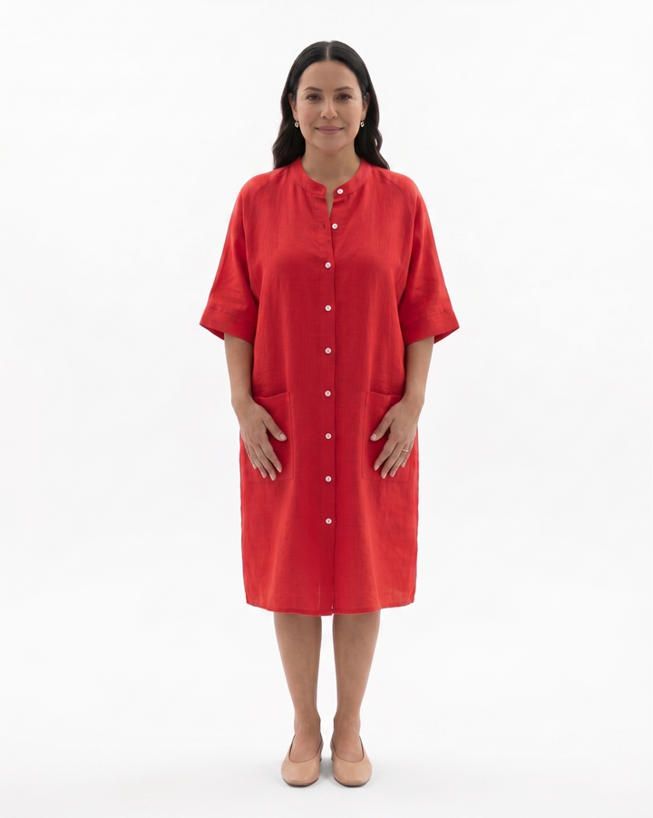 Womens Shirt Dress Linen Button Front