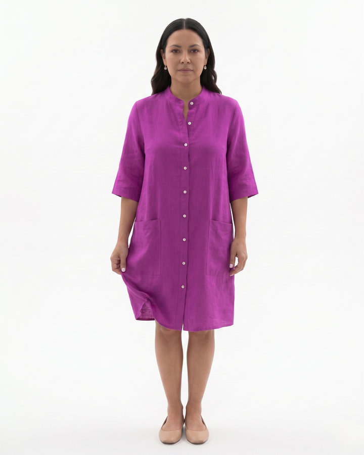 Womens Shirt Dress Linen Button Front