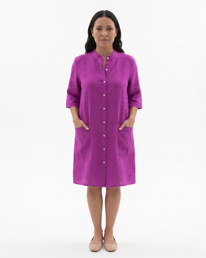 Womens Shirt Dress Linen Button Front