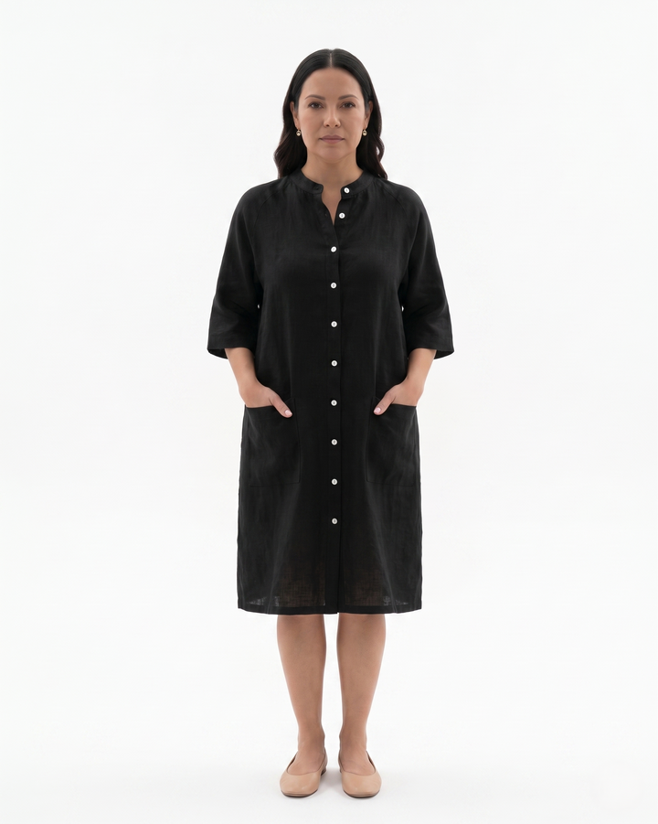 Womens Shirt Dress Linen Button Front