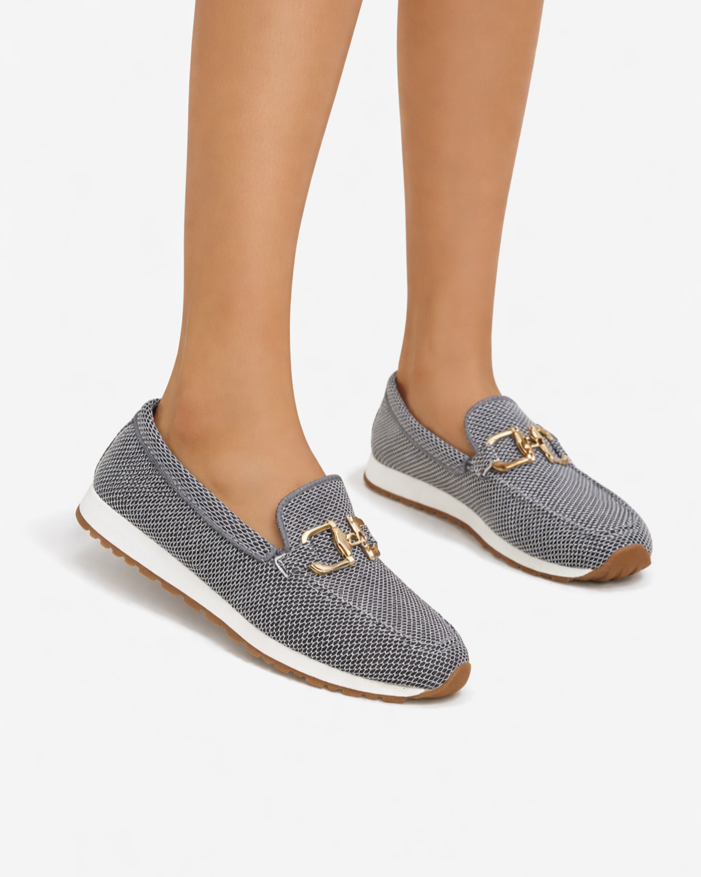 Womens Slip-On Loafers with Mesh Upper