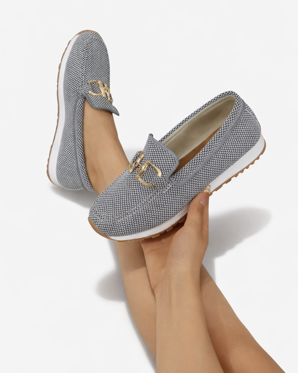 Womens Slip-On Loafers with Mesh Upper