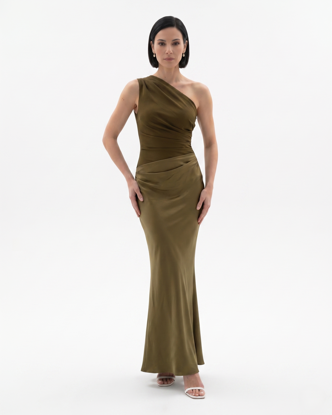 Womens Evening Dress Satin One Shoulder - Clovrio