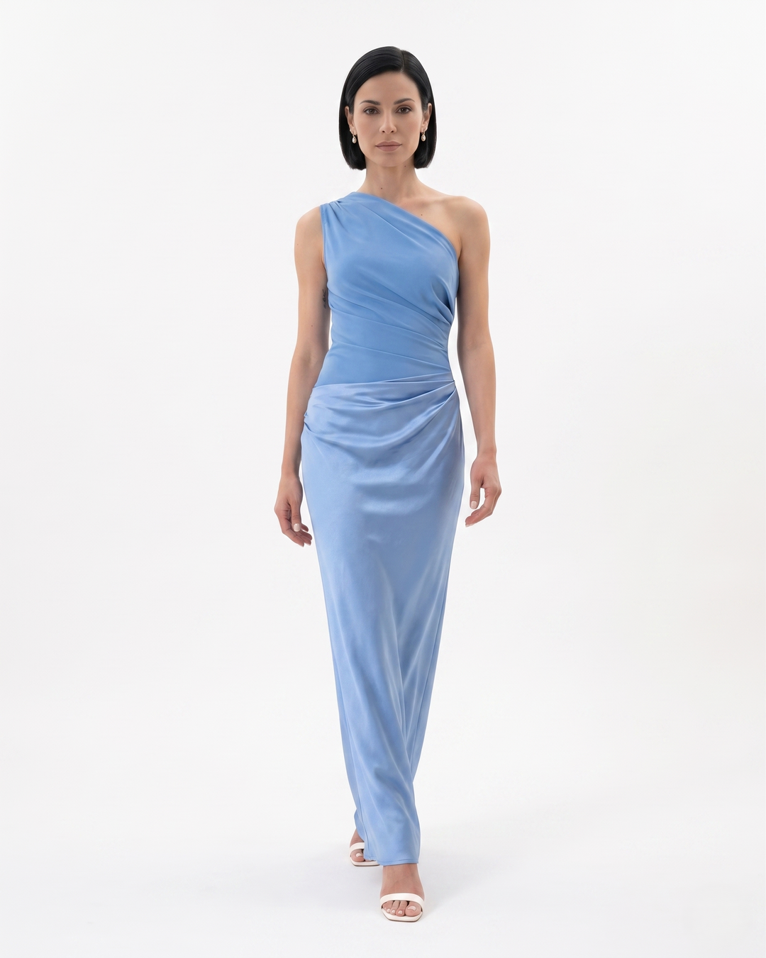 Womens Evening Dress Satin One Shoulder