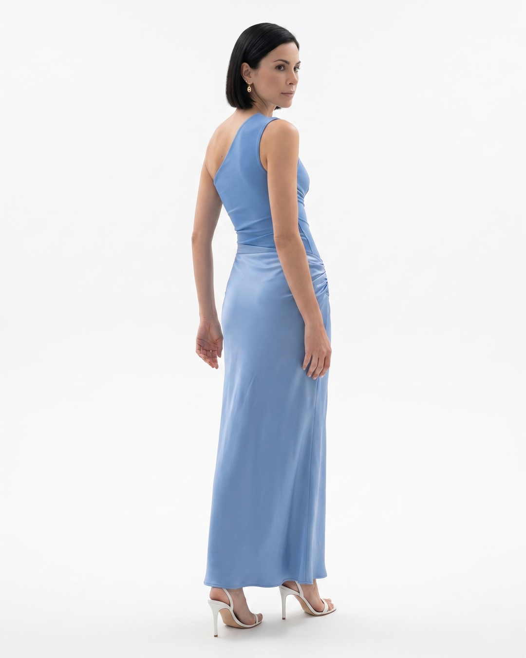 Womens Evening Dress Satin One Shoulder