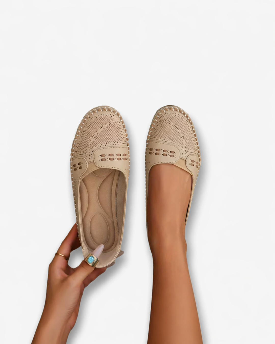 Womens Slip-On Loafers Perforated Comfortable Fit