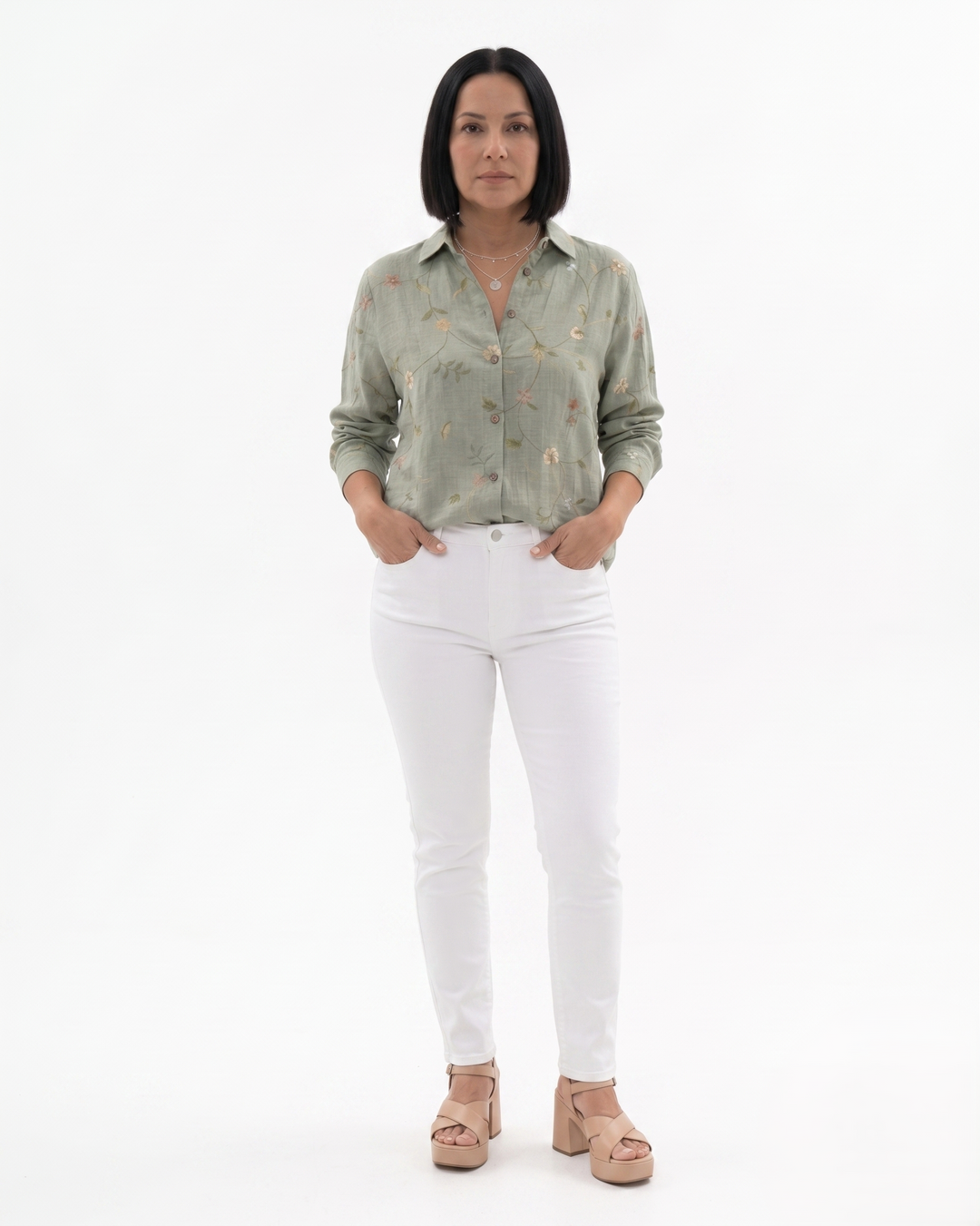 Womens Long Sleeve Shirt Printed Cotton Relaxed Fit