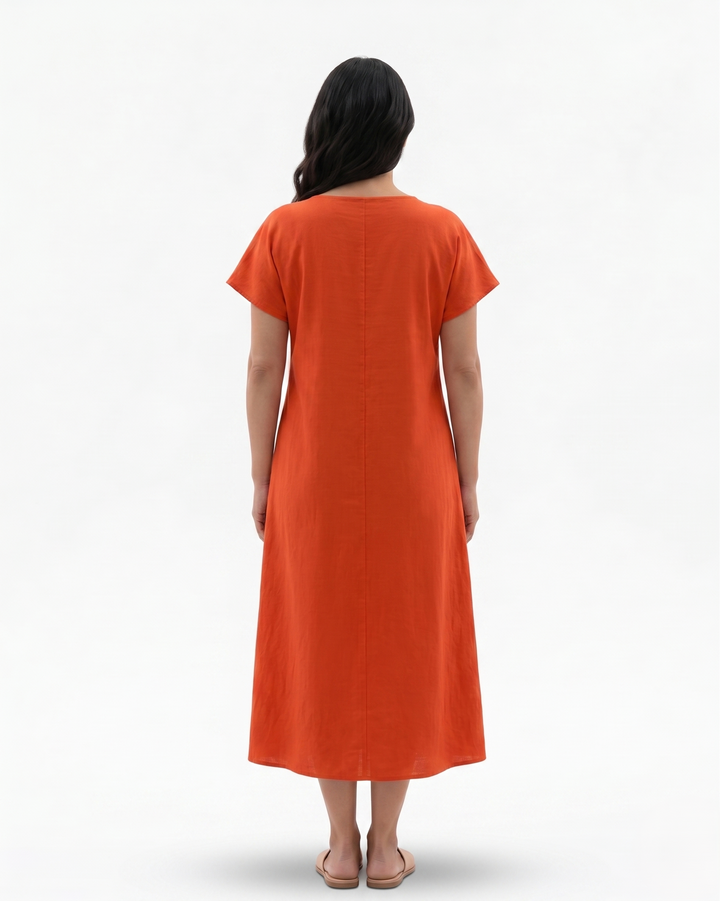 Womens Smock Dress Relaxed Fit Cotton
