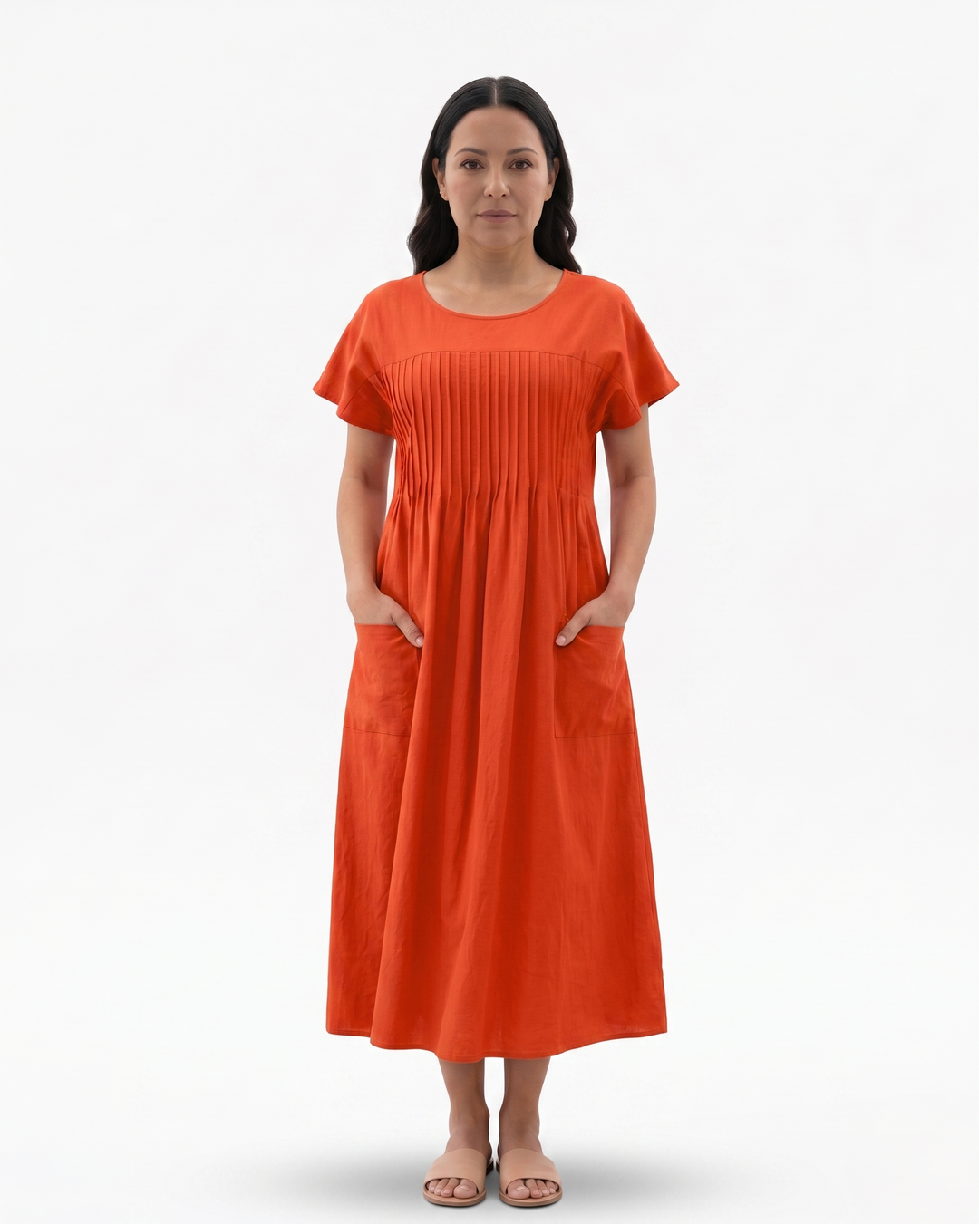 Womens Smock Dress Relaxed Fit Cotton