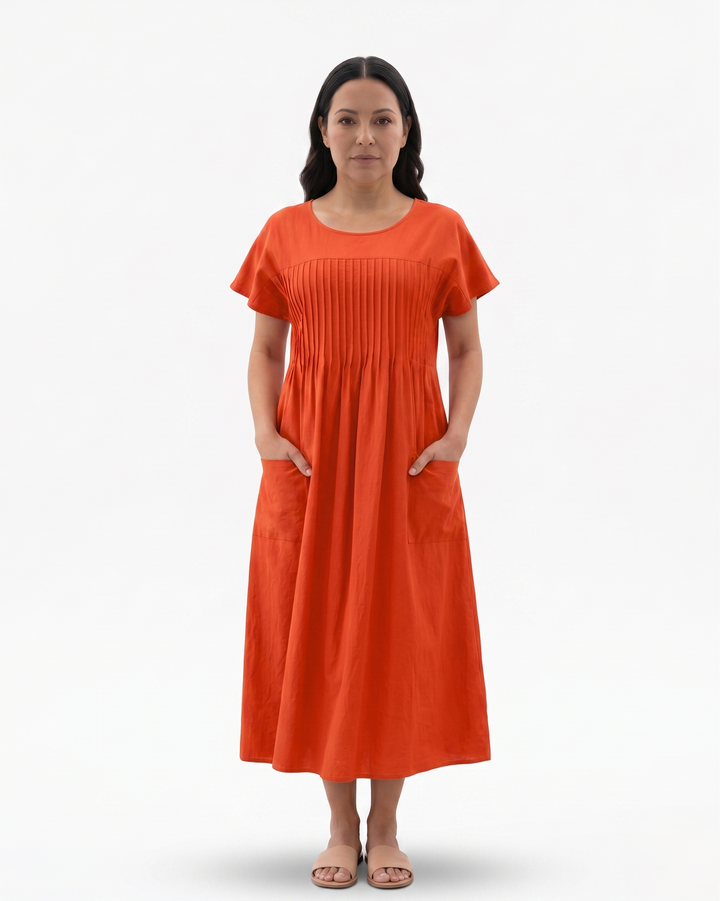 Womens Smock Dress Relaxed Fit Cotton
