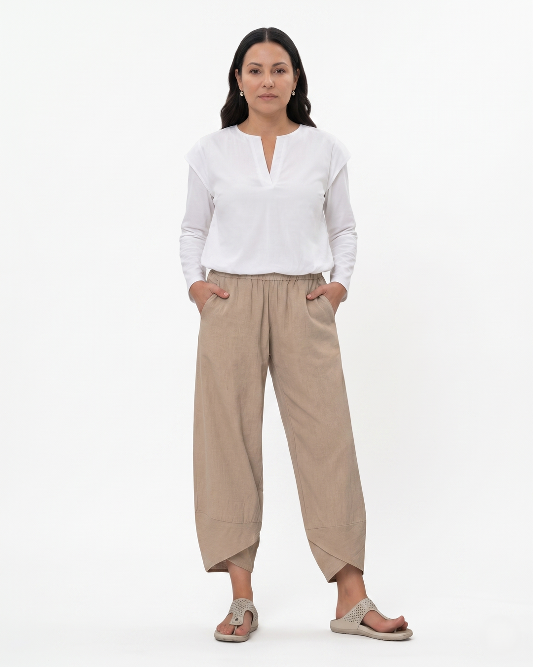 Womens Relaxed Fit Tulip Hem Trousers