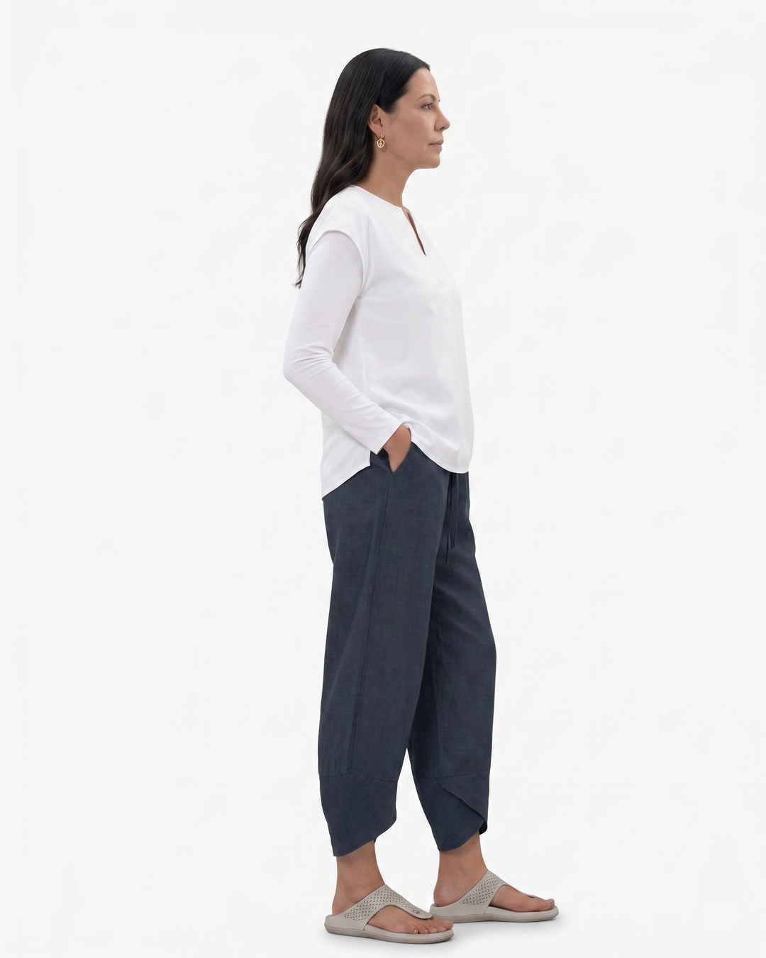 Womens Relaxed Fit Tulip Hem Trousers