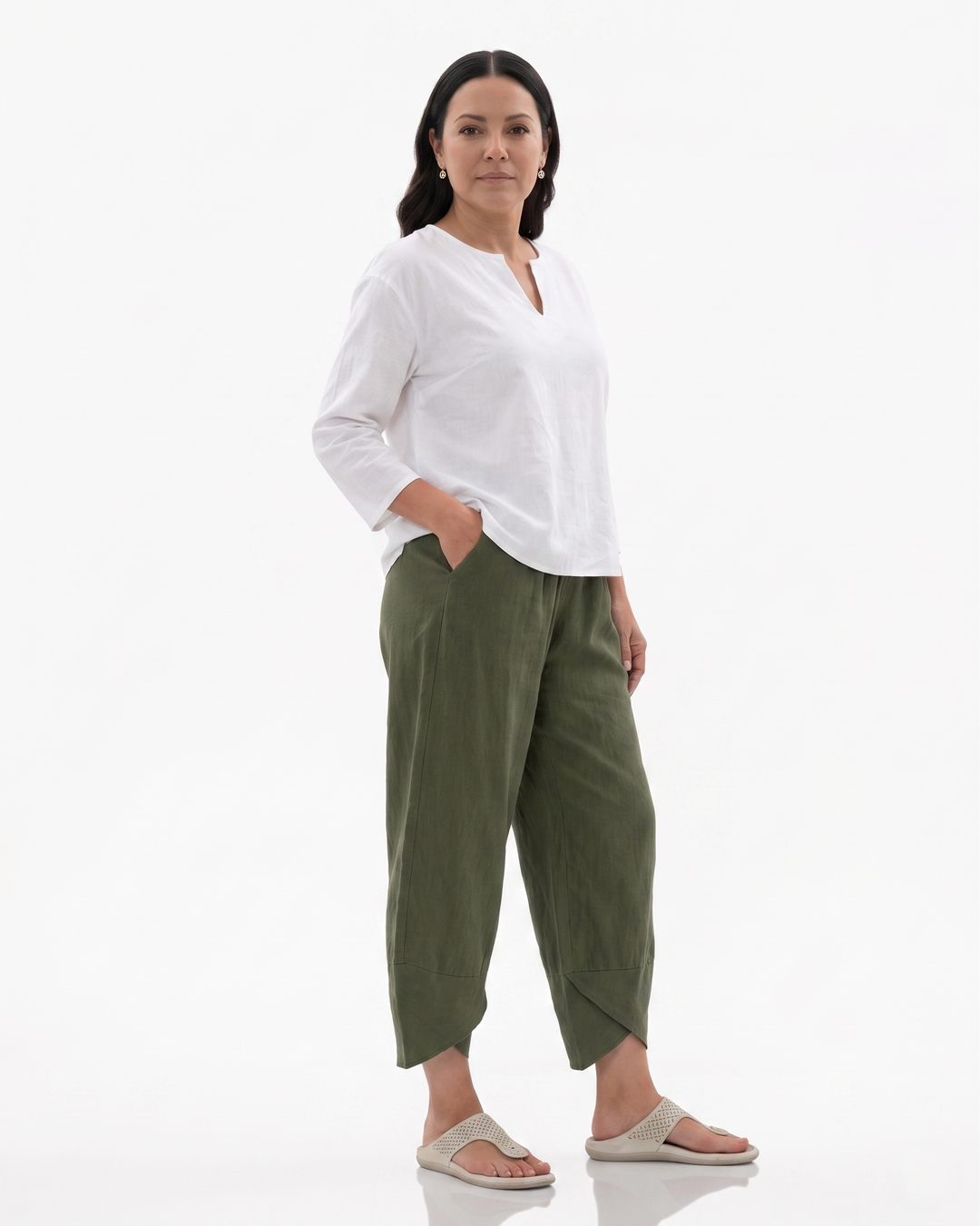 Womens Relaxed Fit Tulip Hem Trousers