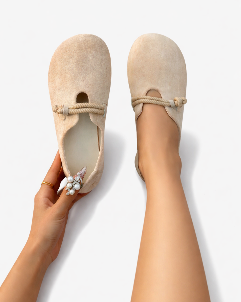 Womens Slip-On Shoes with Rope Detail - Clovrio