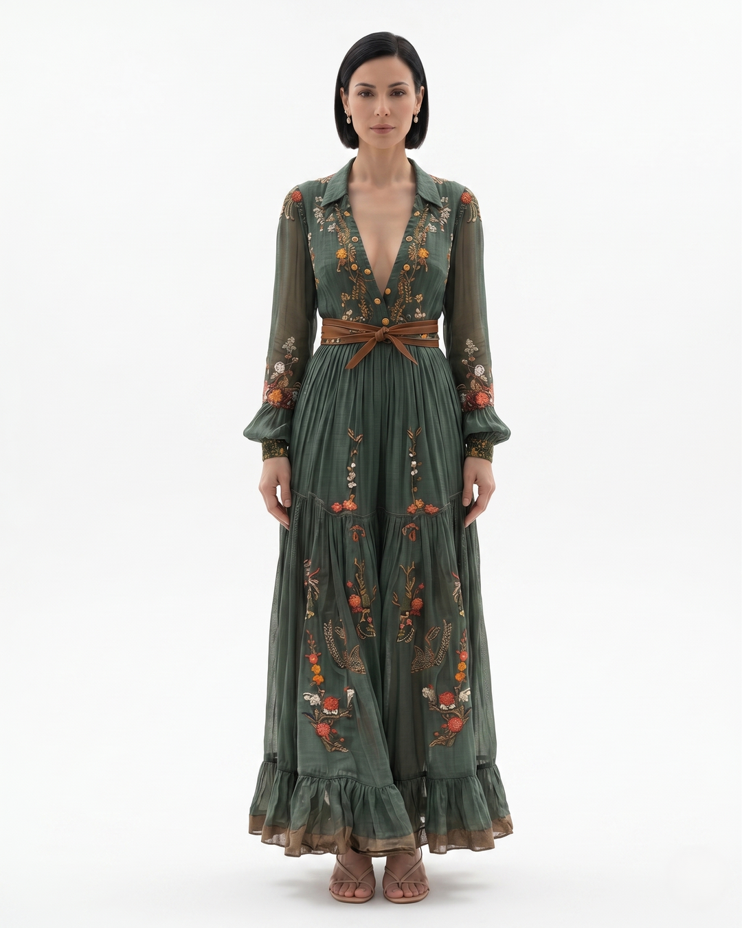 Womens Maxi Dress Sheer Floral Lightweight