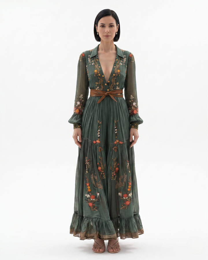 Womens Maxi Dress Sheer Floral Lightweight