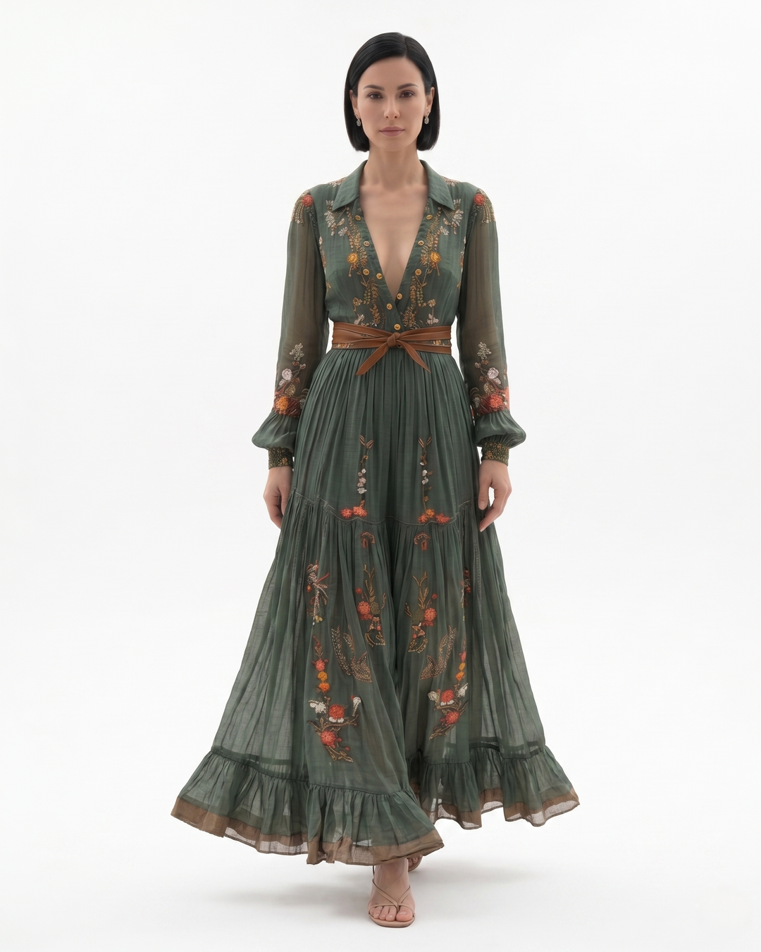 Womens Maxi Dress Sheer Floral Lightweight - Clovrio