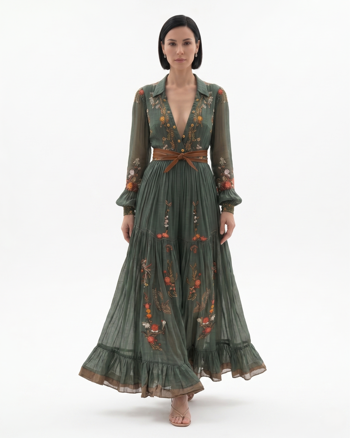 Womens Maxi Dress Sheer Floral Lightweight - Clovrio