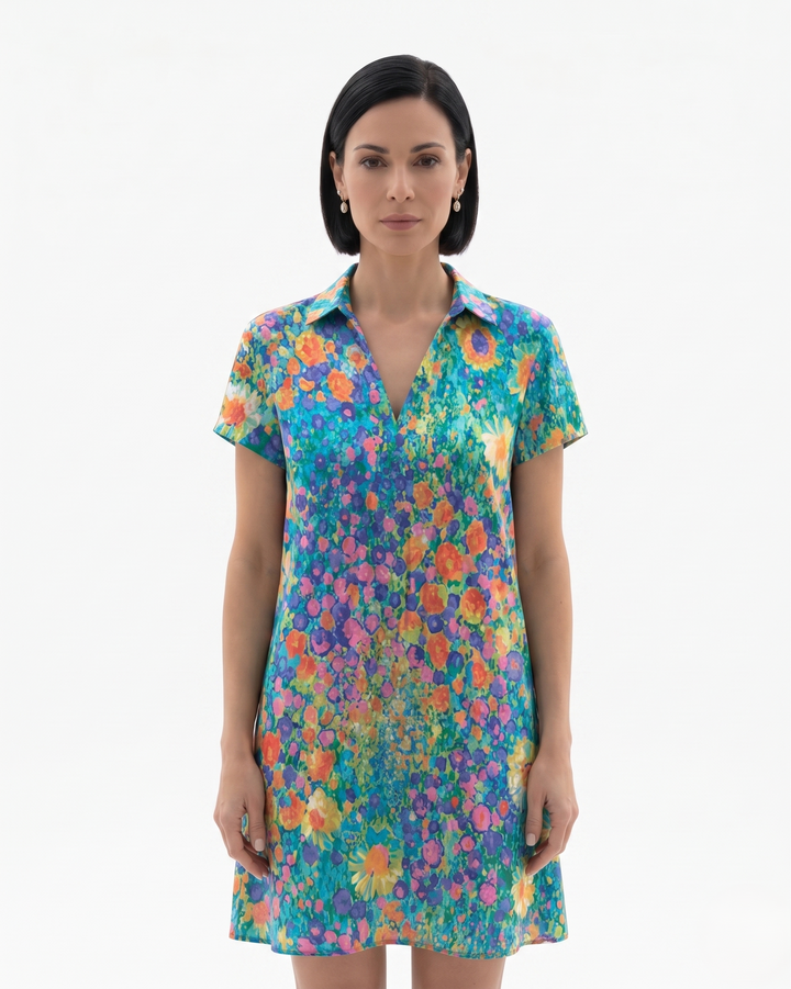Womens Short Sleeve Dress Printed Relaxed Fit
