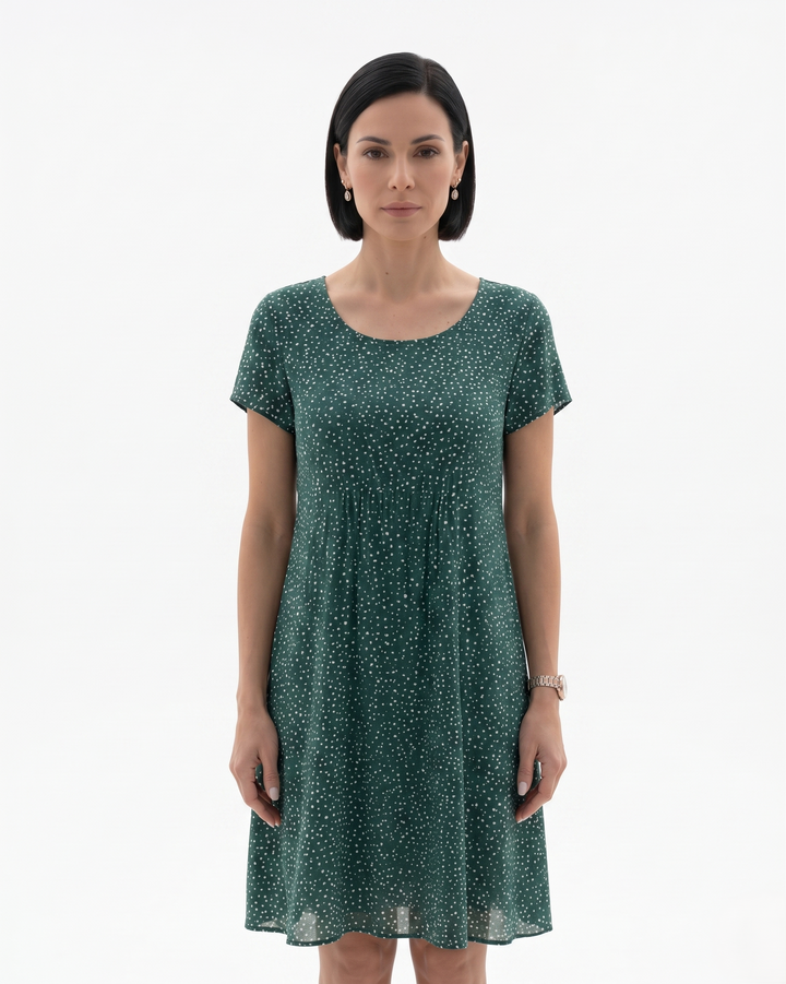 Womens Short Sleeve Dress Printed Relaxed Fit