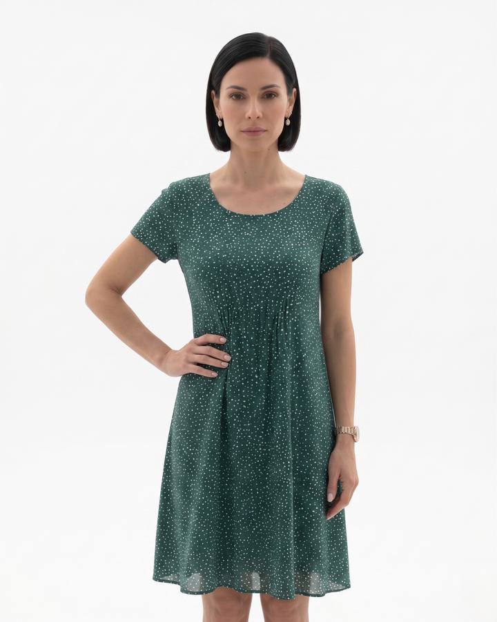 Womens Short Sleeve Dress Printed Relaxed Fit