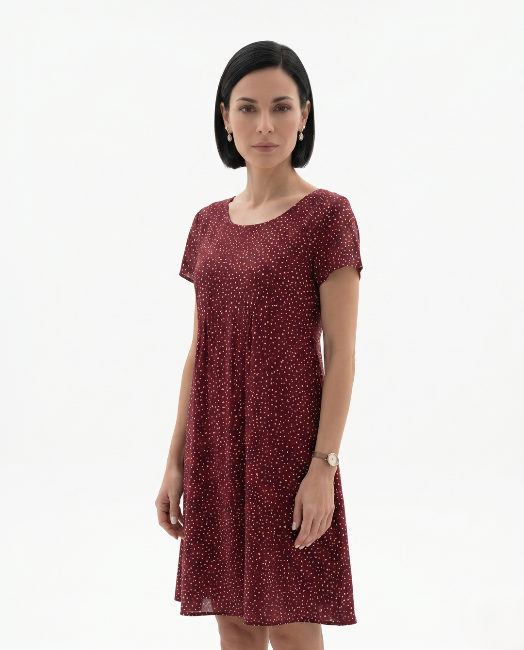 Womens Short Sleeve Dress Printed Relaxed Fit
