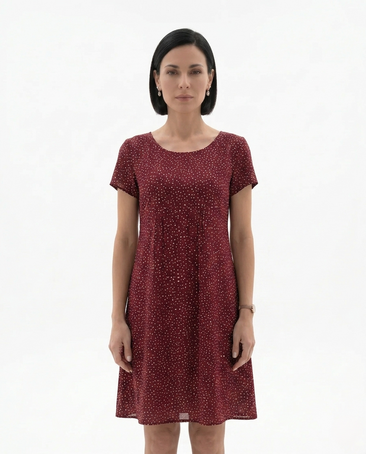 Womens Short Sleeve Dress Printed Relaxed Fit