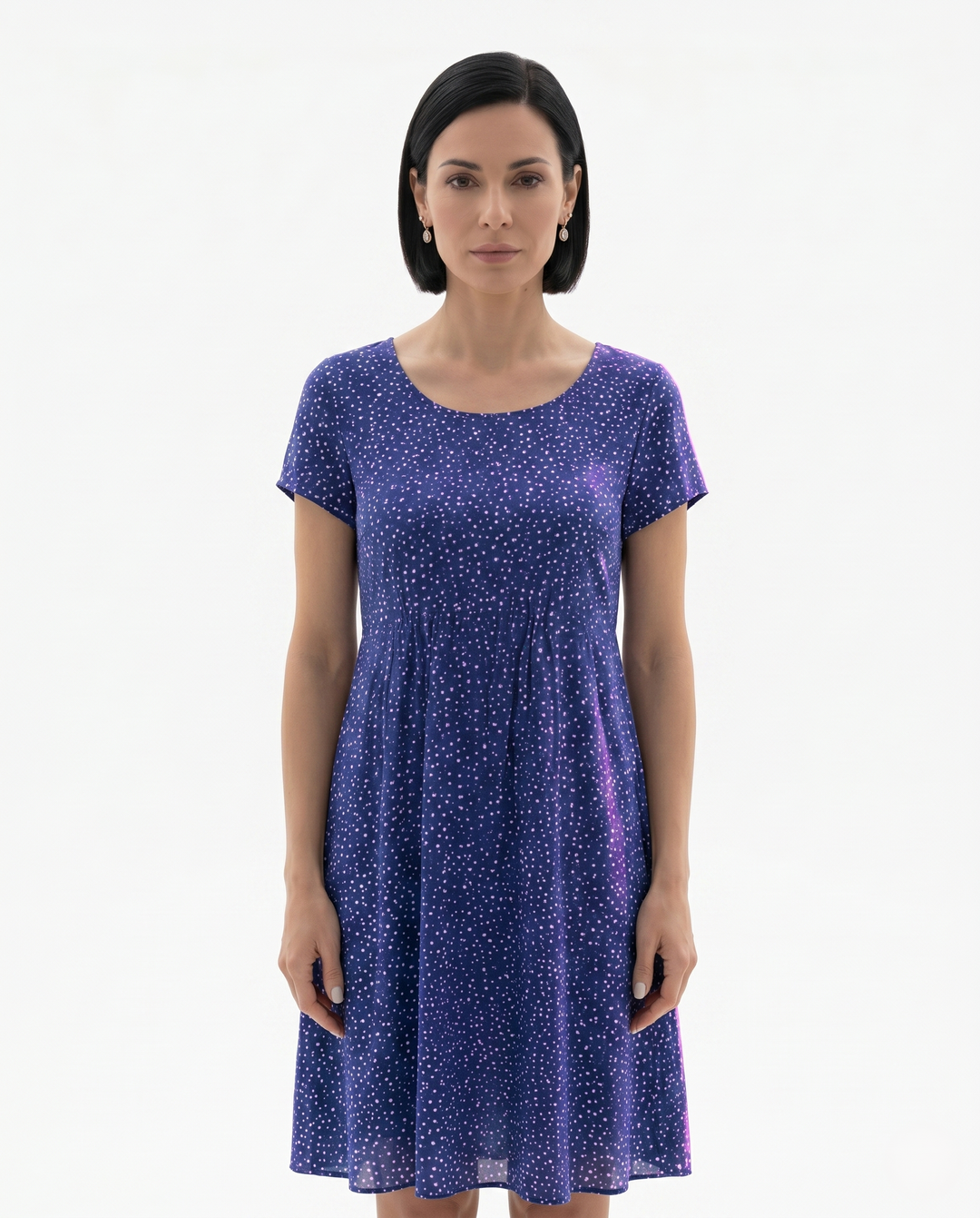 Womens Short Sleeve Dress Printed Relaxed Fit