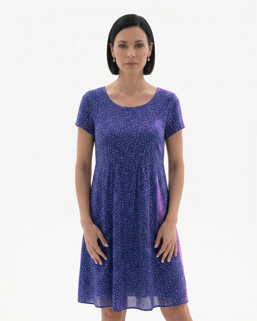 Womens Short Sleeve Dress Printed Relaxed Fit - Clovrio
