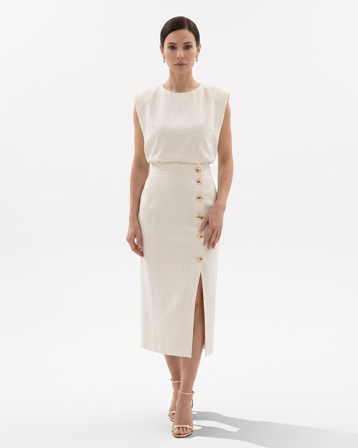 Womens Structured Pencil Midi Dress - Clovrio
